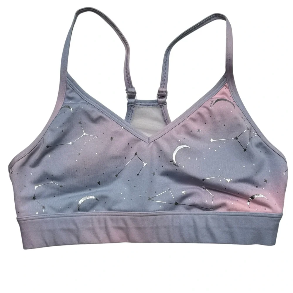 {PINK Active} "Ultimate Lightly Lined" Boardwalk Pink Constellation Sports Bra - Picture 2 of 5